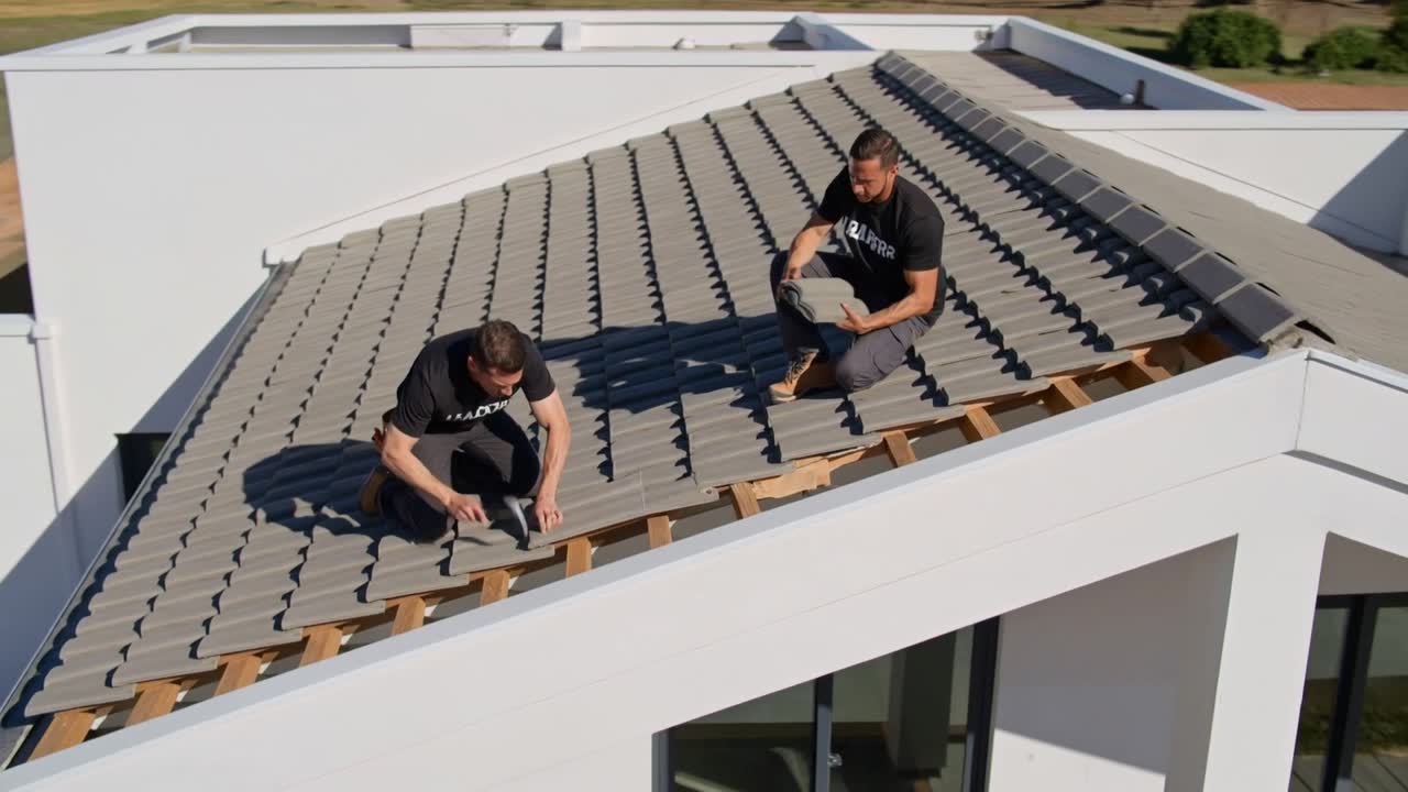 Roofing Contractors Cape Town - roofers fitting tiles on a house roof in Cape Town